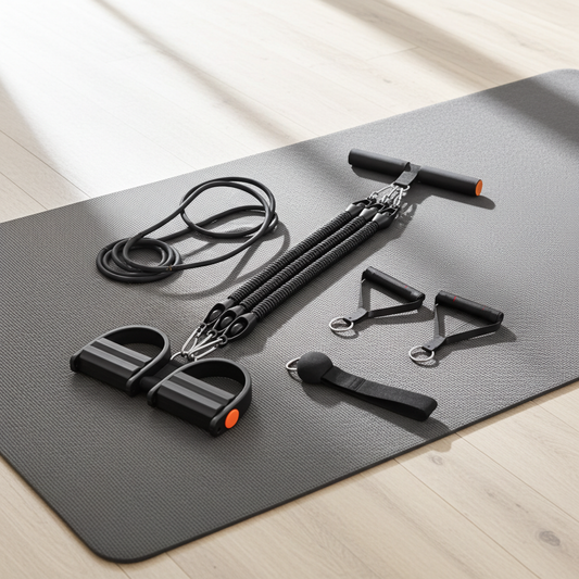 Cuwab Sport Resistance Band Set with Foot Pedals – 100 lb Full-Body Home Workout Trainer