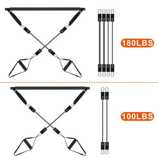CUWAB Pilates Bar Kit – Full Body Resistance Workout System (100–180LBS Adjustable Home Gym Set) - CUWAB SPORT